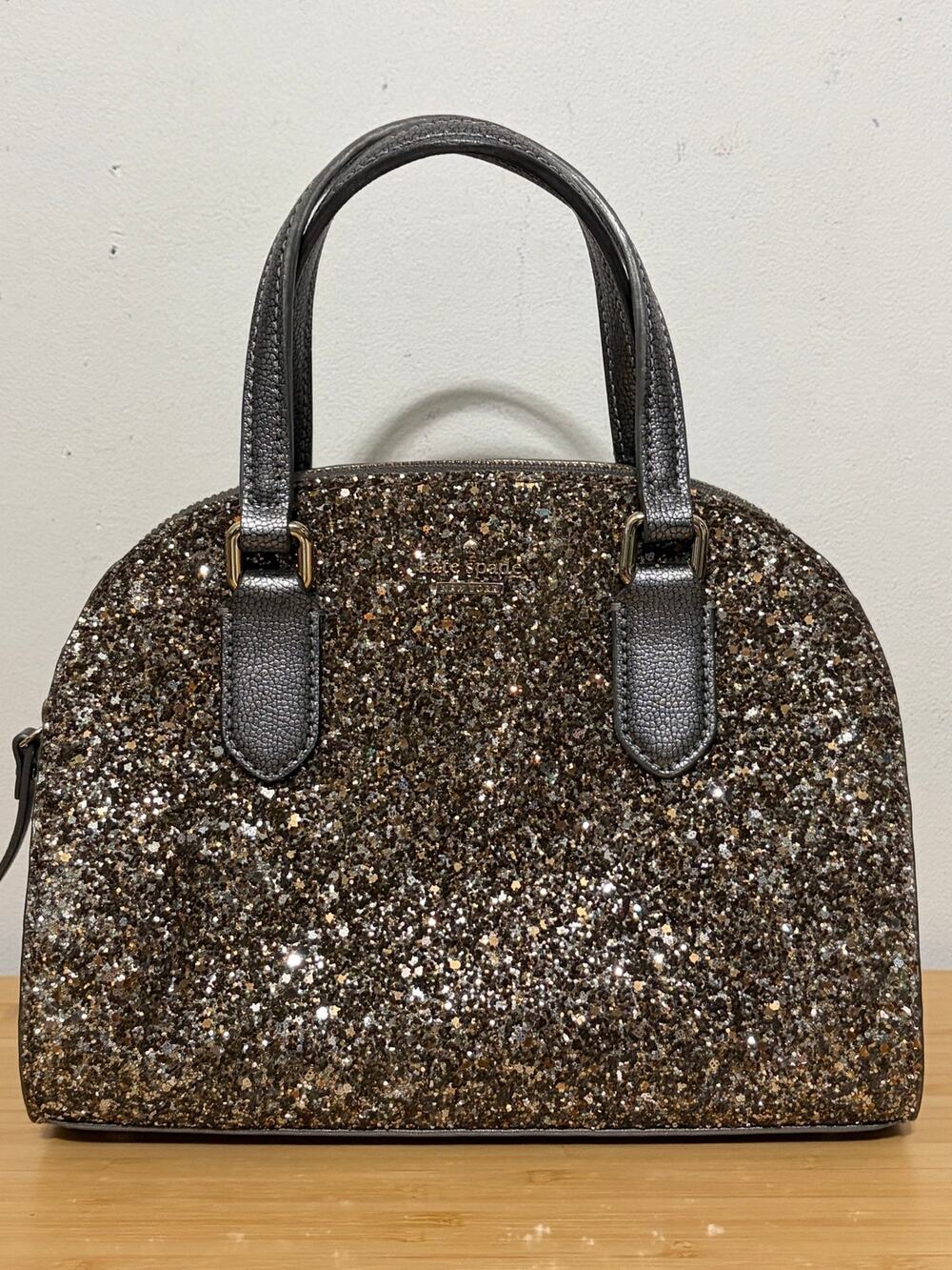 Kate Spade Glimmer Small Satchel Gold Glitter Crossbody Holiday Party Purse